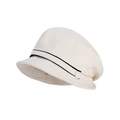 Berretto beige lavorato a maglia per donna con cinturino nero e trama a nido d'ape - Beige (8974-Beige)