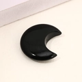 Polished black natural stone crescent moon pendant for DIY jewelry and accessories - Obsidian