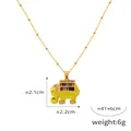 Golden elephant necklace featuring yellow enamel, colored gems and bead chain style - Gold Yellow Elephant Style(P1941)
