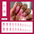 Unghie finte rosa sfumate con fiori di giglio 3D e perle dorate stile stiletto - Stile Fiore Di Ghiaccio Dolce (Z1109) / Set da 24 Pezzi (Colla Inclusa)