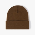 Minimalist double-layered thick knitted beanie in classic coffee brown for winter warmth - 4-Seam Coffee