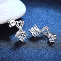 Pendientes de corazón en plata s925 con piedras de moissanita de corte brillante redondo - Piedra de alto carbono de 6.5mm / Plata 925