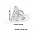 Silver vintage titanium steel ring with beaded oval relief and 2.4cm x 1.7cm dimensions - TYR0510 / Silver Retro Oval