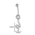 Silver G23 titanium belly ring featuring a snake pendant with clear gemstones - Silver Snake Pendant Style (T2530-7#Silver)