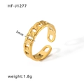 18k gold plated titanium steel cuban chain open ring with 5mm hollow design - Chain Texture Open Style (HF-J1277)