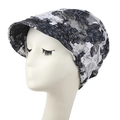 Berretto estivo da donna in pizzo con motivo floreale bianco e nero e visiera - L (58-60cm) / Fiore Nero Ciano