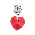 Silver alloy lobster clasp pendant featuring a faceted red crystal heart charm - 26-Red Heart Crystal