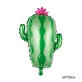 Green cactus shaped foil balloon with pink flower decoration for party, size 66x58cm - Cactus with Flower