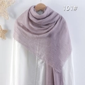 Purple crinkled cotton linen scarf with frayed edges displayed on a wooden hanger - Light Purple