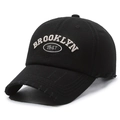 Casquette de baseball en coton noir vieilli avec broderie blanche Brooklyn 1947 - Réglable / Noir