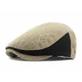 Retro Strick Schiebermütze in Khaki und Schwarz mit Wabenstruktur auf weißem Hintergrund - Verstellbar / Khaki