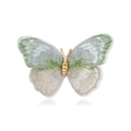 Spilla farfalla vintage con ricamo sfumato verde e argento e finitura dorata raffinata - Verde