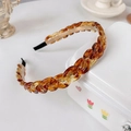 Retro amber tortoiseshell resin chain headband with comfortable metal lining for women - Dark Coffee