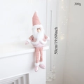 Pink sitting Santa Claus doll with height specs at 50cm and sequins for Christmas decor - Pink Long Legged Santa