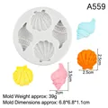 White silicone mold for seashell and conch fondant cakes with four oceanic textures - 4#A559 / Gray