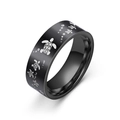 Men's wide stainless steel turtle ring with black finish and silver turtle engraving - US 6 / Black