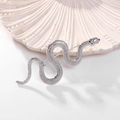 Silver-colored snake-shaped brooch with intricate scale textures in a minimalist style - Simulation Snake Silver