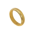 Elegant golden Tubogas snake bone stretch bracelet in polished stainless steel finish - Single Ring Elastic Bracelet (8mm Width) / Gold