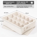 15-grid cream white underwear storage box with lid for organizing 60 pairs of socks - 15 Grids with Lid / Moonlight White - Socks Box