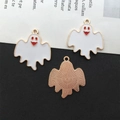 Geist-Emaille-Anhänger in Weiß und Gold für DIY-Halloween-Schmuckherstellung - Weißer Geist 24x28mm (15124)