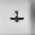 Silver Faravahar winged pendant in stainless steel with detailed punk rock engraving - Steel Men's Eagle Portrait Pendant + 3mm Cuban Chain