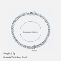 Silbernes Edelstahl-Cuban-Armband mit 4mm Breite und einem Umfang von 165mm - 4mm-16.5cm / Stahlfarbe