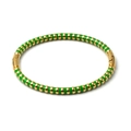 Minimalist 5mm gold stainless steel bamboo bangle with vibrant green enamel detail - Green