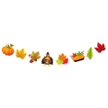 Banner Hello Fall con zucca, foglie di acero, tacchino e torta appesi allo spago - Banner di Motivi Autunnali (Y-00147-2)
