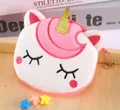 White plush unicorn coin purse with golden sequin horn and pink embroidery - Big Horn Pink