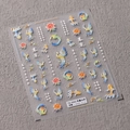 3D embossed Phoenix nail art sticker TS-3592 with traditional Chinese koi and peony motifs - Phoenix Feather Relief (TS-3592)