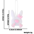 Pendentif lapin de Pâques en feutre blanc avec nœud rose pour décoration de fête - Pendentif Queue de Lapin Rose
