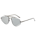Modern gunmetal full-frame polygonal sunglasses with sleek dark grey resin lenses - Gunmetal Frame Light Grey Lens