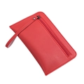 Elegante rote lange Reißverschluss-Clutch mit Handgelenkschlaufe und schlichter Lederstruktur - Rot