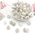 Mix of 10 white and silver large hole beads for DIY bracelets and creative jewelry making - White Decorative Beads (16525) / White (10g)