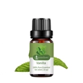 100% Pure Vanilla Essential Oil in 10ml amber glass bottle with green leaf decor - Vanilla Alone