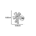 Silver G23 titanium labret stud with flower bow design and clear gemstones - Exquisite Bow Style (T2581-6#) / Silver