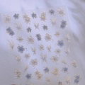 Blue floral and gold butterfly embossed nail stickers with intricate 3D relief details - Blue Flower & Gold Butterfly (M-1058)