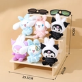 Three-tier solid wood display stand featuring Sanrio plush dolls and toy figurines - 5-Tier Ladder Stand / Natural Wood Color