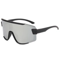 Youth sports sunglasses with matte black frames and silver mirrored lenses for cycling - Black Frame Silver Mirror