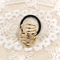 Minimalist gold spiral alloy charm with black high elasticity hair tie for women - Gold Line Spiral