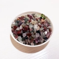 Polished colorful natural crystal gravel stones in a white ceramic bowl for DIY decor - Purple Green Agate / 7-9MM/100g