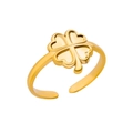 Verstellbarer Ring aus 18k vergoldetem Edelstahl mit vierblättrigem Kleeblatt-Design - Vierblättriges Kleeblatt / Gold