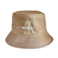 Close-up of white letter embroidery and fine texture on a khaki bucket hat surface - 55-58cm / Light Brown (Grace)