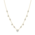Collana bohémien in oro con ciondolo a diamante quadrato e accenti di cristallo tondi - Zirconia Principale Quadrata / Oro