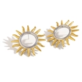 Minimalistische 18K vergulde roestvrijstalen zonoorbellen in goud- en zilvertinten - Holle Zon Tweekleurige Stijl