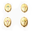 Detalle de colgantes ovalados de oro martillado con estrellas de circonitas de colores - Juego de óvalos martillados (4 colores)