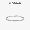 Elegante pulsera tennis de plata de ley S925 con brillantes circonitas cúbicas blancas - Plata de ley 925