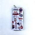 Long zipper wallet featuring patriotic American Independence Day prints on white leather - Independence Day July 4th