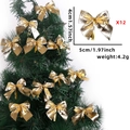 Set de 12 lazos dorados brillantes para decoración de árboles de Navidad de 5x4 cm - Lazo Dorado