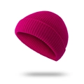 Minimalist fuchsia ribbed knit beanie hat for men and women in vibrant pink finish - Dark Rose Red